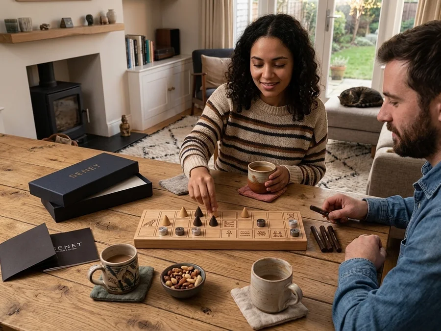 Senet game against the AI with multiple levels, hints, undo, and replay