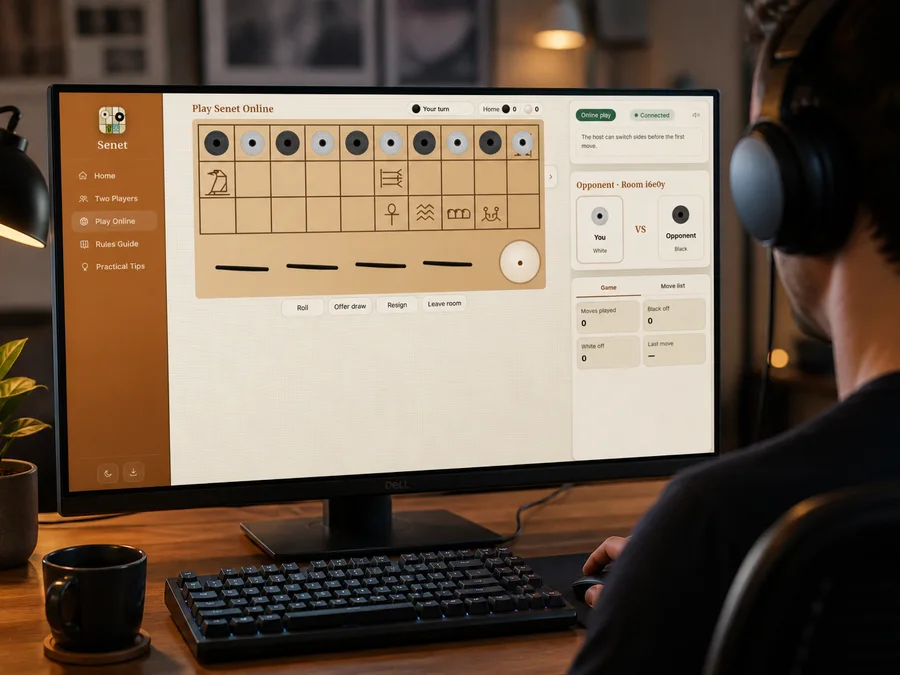 Leaving, reconnecting to, or closing an online Senet room